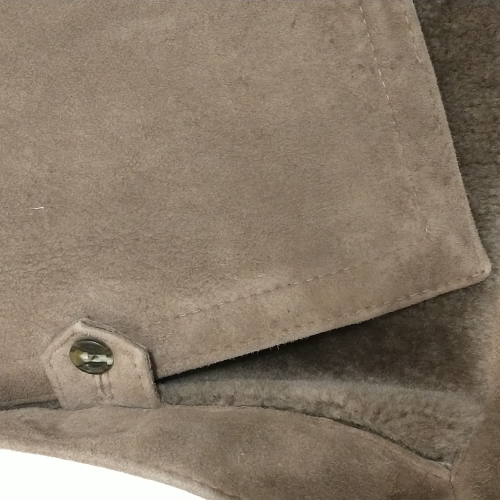 Vintage Shearling Coat USA Made Sawyer Napa Taupe Maxi Oversized Warm SeeMeasure - Picture 14 of 16